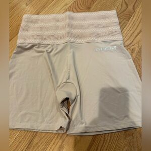 bebe Beige Shapewear Shorts with Patterned Waistband